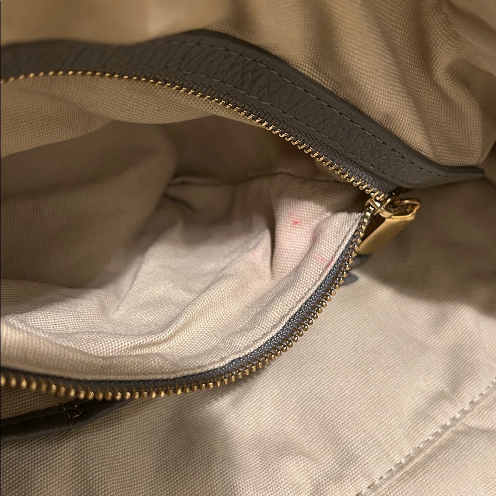 Tory Burch Gray Pebbled Leather Horsebit 2 Way Crossbody Hand Bag - Picture 12 of 13